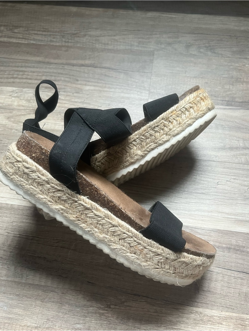 Express Black Elastic Espadrille Platform Sandals